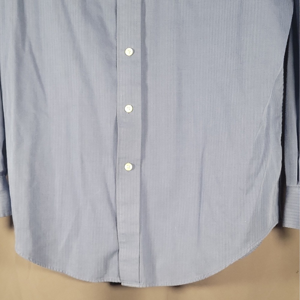 Roundtree & Yorke Easy Care Traditional Fit Blue Herringbone Dress Shirt LT - Picture 2 of 14